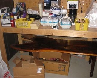 wood "tree slab" style coffee table