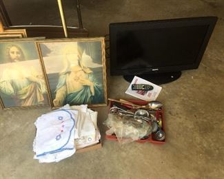 Religous pictures with beautiful frames, TV NOT included