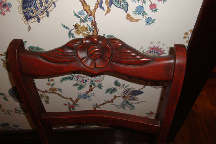 1930's carved flower back dining chairs