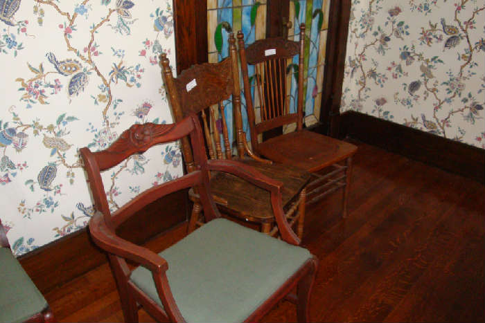 Carved chairs, 1930's and antique