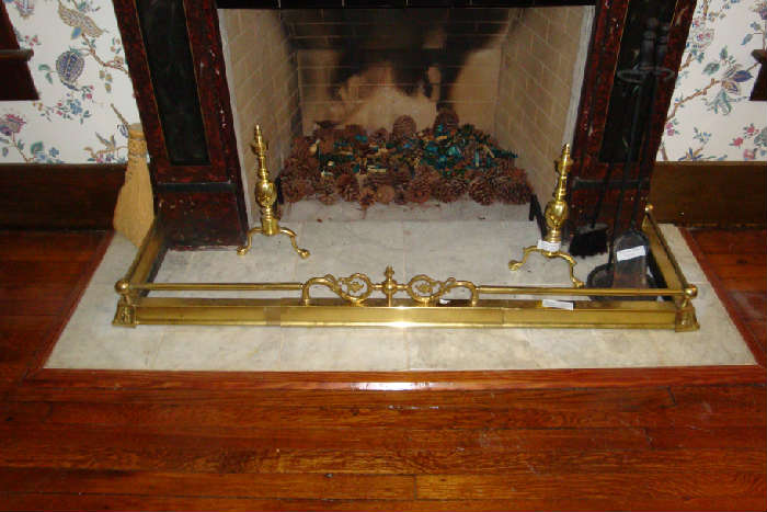 Antique brass fireplace fence