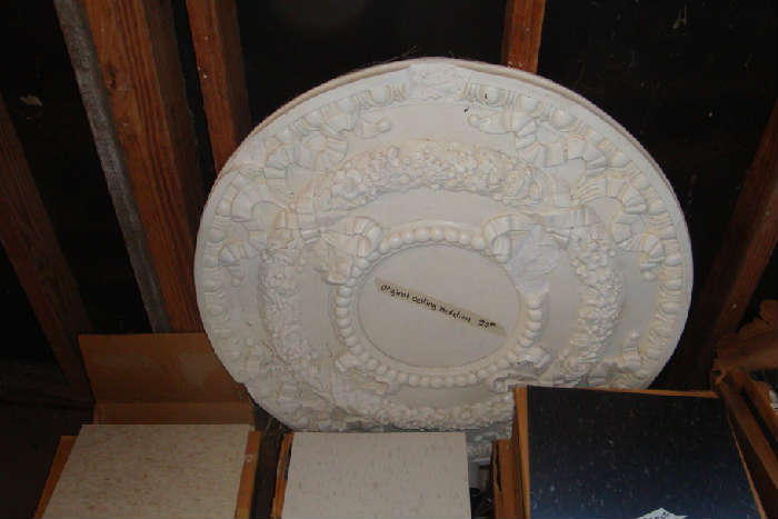 Plaster and horsehair ceiling medallion.  Needs some repair.