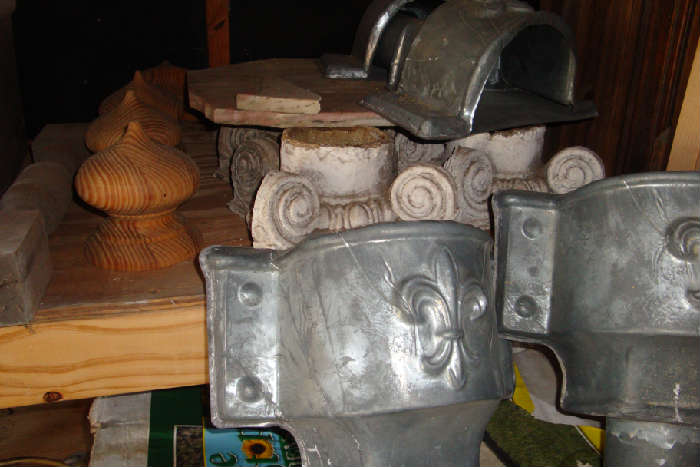 These are tin decorative gutter spouts.  Made to reproduce ones from the 1800's.  There are 4.