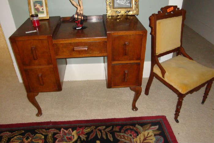 Antique desk and Eastlake chair