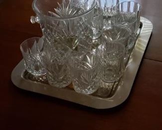 Crystal ice bucket and glasses