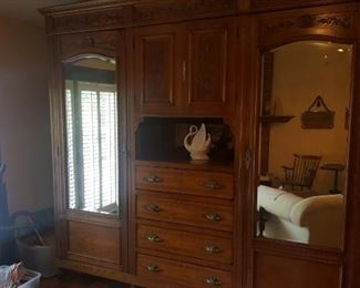 This 1830s wall unit, wardrobe type furniture comes in 5 pieces. It is awesome! 10' x 9'  One of a kind