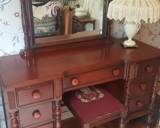 Beautiful cherry dresser/vanity with bench