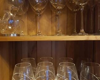 Waterford crystal glass wear, no chips, in excellent condition. We have 8 Tumblers, 8 red wine, 8 white wine, 8 champagne flutes and carafe's.