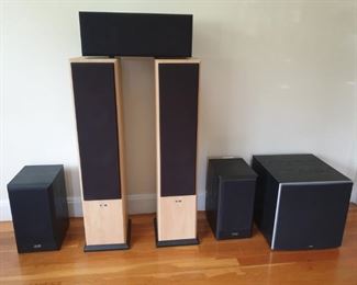 Acoustic Energy Aegis EVO Home Cinema system with Polk PSW 10 subwoofer. Excellent condition, cables also available.