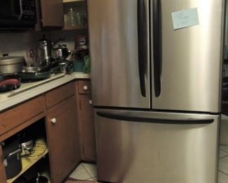 Stainless steel French door Fridge (2015).  Pots and Pans: Revere and Calphalon