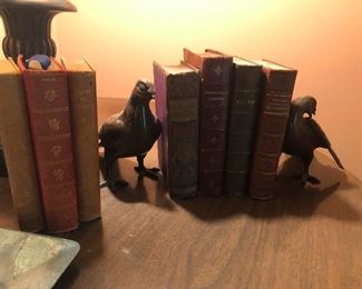 books and some awesome copper bird bookends