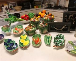 vintage Italian ceramics in the shapes various vegetables