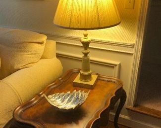 French provincial end table and table lamp