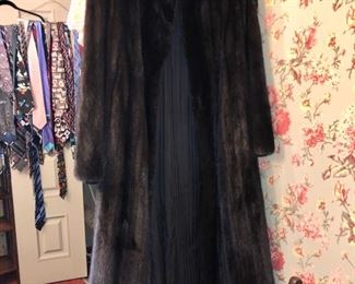 Full length mink fur coat 