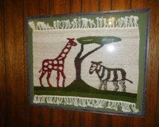 Hand knotted African rug framed