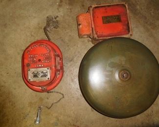 Vintage bronze alarm bell & fire alarm