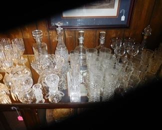 Nice selection of lead crystal decanters & stem ware