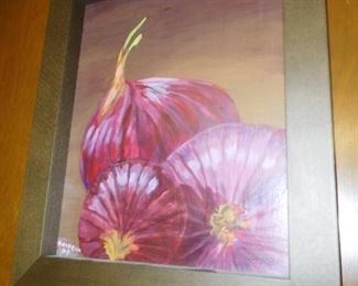 Oil painting of onions