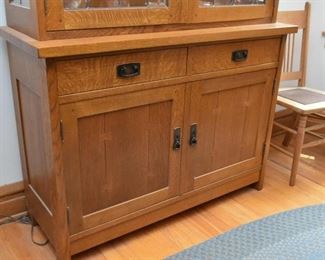 Mission Oak China Cabinet with Leaded Glass Doors by Stickley