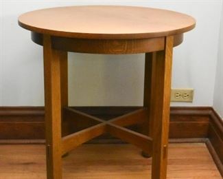 Mission Oak Round Side Table by Stickley
