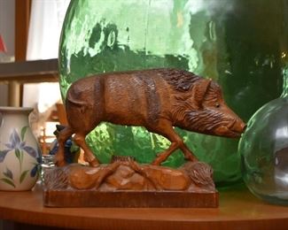 Wild Boar Wood Carving / Sculpture