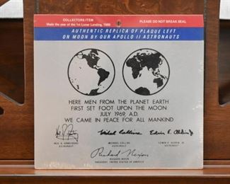Replica Plaque Left on Moon by Apollo 11 Astronauts