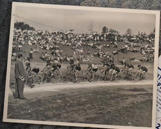Vintage Black & White Bike Racing Photograph / Photo