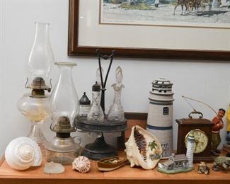 Home Decor, Oil Lamps, Figurines, Seashells