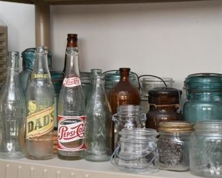 Ball Jars (Aqua & Clear Glass), Old Bottles, Etc.