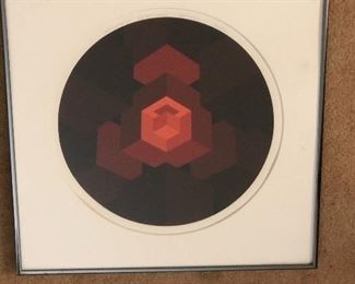 Brian Halsey screen print. “Monad” part of “Continuum ‘80” series. Pencil numbered 15/25, titled, and signed. Original screen destroyed.