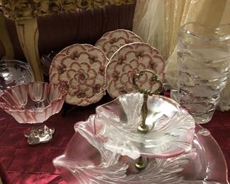 An exceptionally large collection of crystal bowls, trays, vases, footed bonbon, and serving pieces.