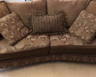  Allen White custom designed sofa. Down pillows and cushions turn to create four different pattern combinations. 7.2’
