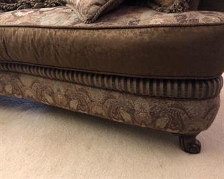  Allen White custom designed sofa. Down pillows and cushions turn to create four different pattern combinations. 7.2’