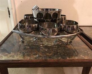 Dorothy Thorp  Rolly Polly glasses, ice bucket, with original tray.