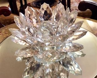SwarovskiCrystal water lily candle holder.