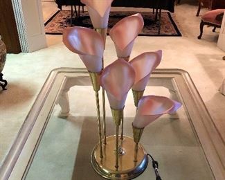 Mid century pink calla lily lamp.