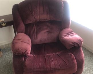 Recliner rocking chair velour upholstery