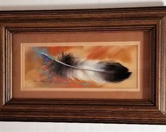 Feathered Artwork signed by artist.