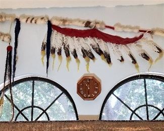 Very large Native American feather staff Artwork Wall Decor.