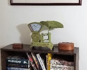 Books and bookshelves available.