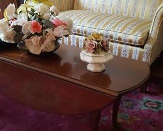 Camel back love seat and drop leaf coffee table