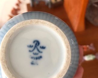 Vintage Mid Century Rorstrand Pale Blue Stripe Porcelain Vase 