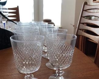 Kosta Sweden diamond cut crystal glass ware 12 shot glasses, 11 cordials, 12 mini sherbets, 12 wine, 12 juice, 12 Rocks Glasses 12 Highballs