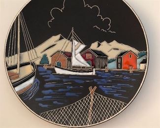 Mid Century Arnold Wiigs Fabrikker Halden Norway Plaque Plate 