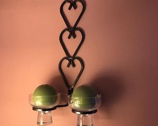 Pair of wrought iron candle sconces