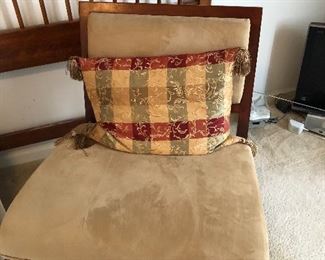 Microfiber and wood chair