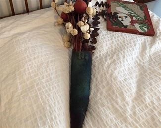 Wall pocket made from matte pottery unsigned