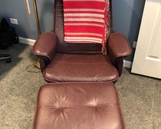 Mid Century Modern Leather chair with ottoman