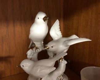 ERPHILA three birds figurine, white with gold details, #5411 GERMANY