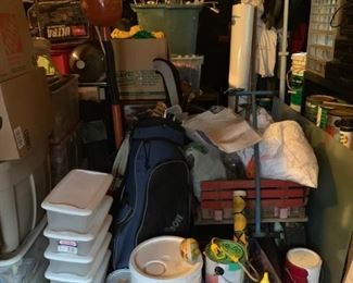 Water containers, Golf Clubs, Christmas, Wagon, Stained Glass Window Covering, Paint, Containers, Frosted Glass Top, Industrial Lights, Tools, Floor Steamer